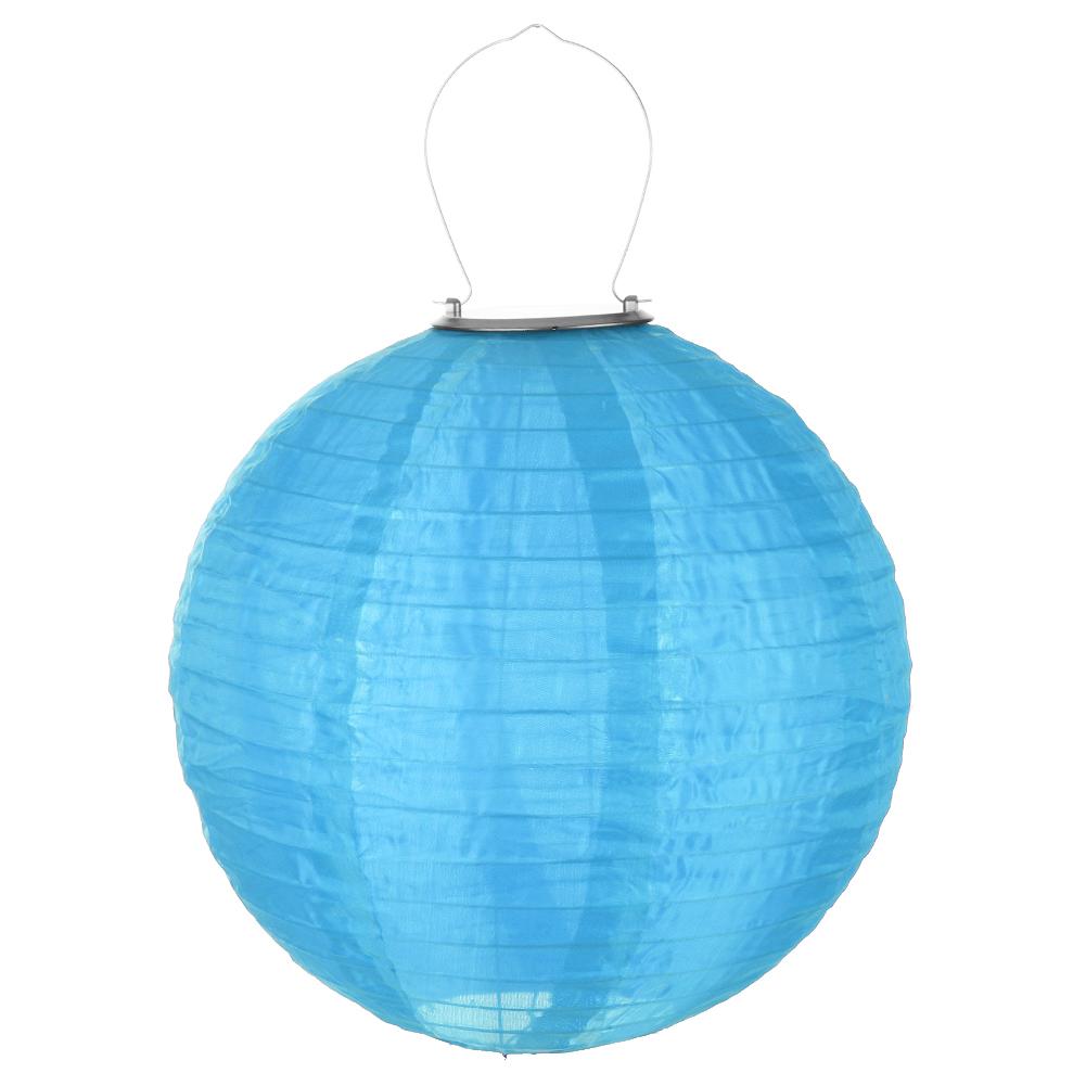 Farolillo chino redondo de papel Led, luces de bola, lampiones para , boda, cumpleaños, bricolaje, lámpara colgante Solar,: BLUE