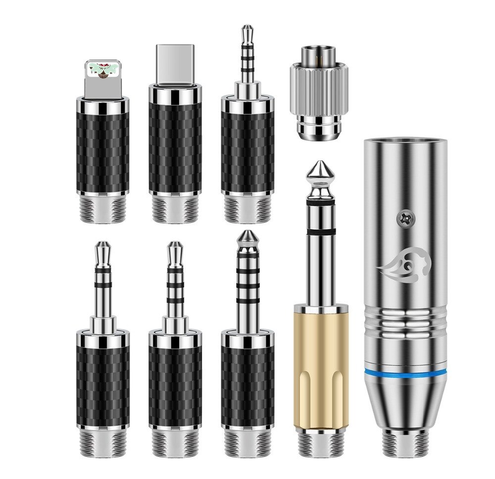 Xlr typ -c 2.5 3.5 4.4mm 6.35mm rodiumplätering hifi hörlurskabel kontakt 8 in 1 multifunktions självlåsande kontaktadapter