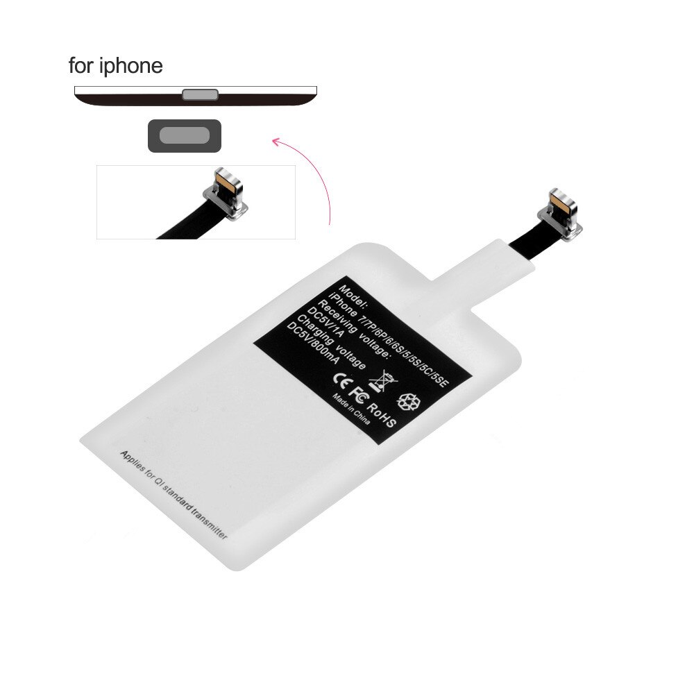 QC 10W Qi Drahtlose Ladegerät Empfänger Adapter Kit Für iPhone 12 11 7 6 5 4s Wireless Charging Pad rezeptor Für Samsung Note9 S20 S9: iPhone receiver