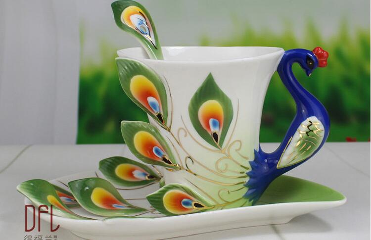 Big Peacock Coffee Cup Ceramic Mugs