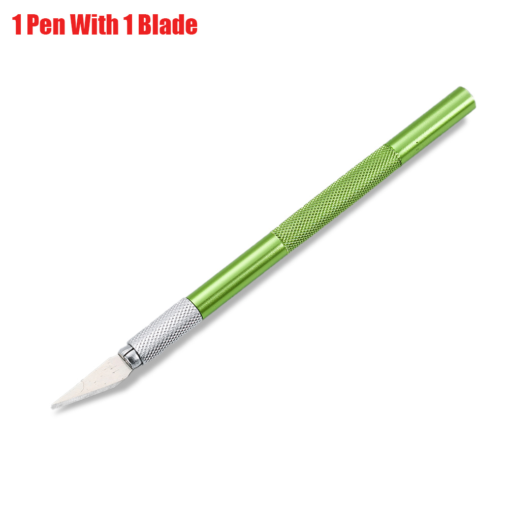 Carving Metal Knife DIY Art Cutting Tool Craft Cutting Kinfe Engraving Cutter with Blade Safety Cutter Paper Knife Cutting Pen: green