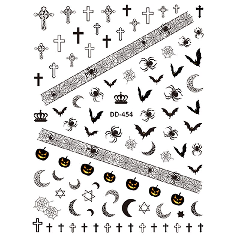 10 st märkes nagelklistermärke nagelklistermärke halloween jul nageltryck nageldekoration ハロウィンネイルステッカー: Dd -454