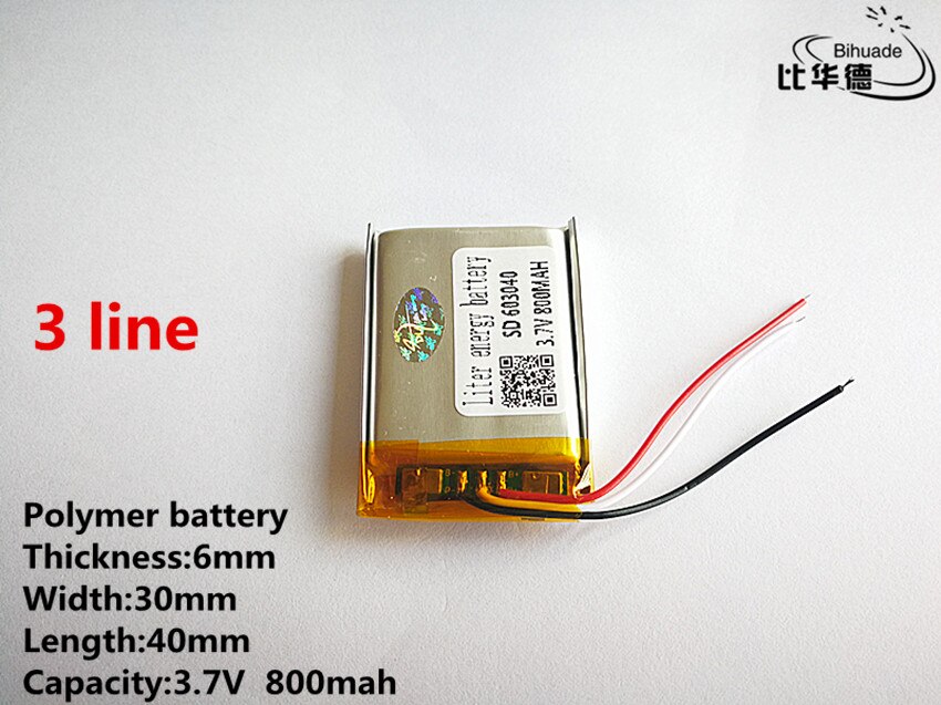 3 linie gute qulity 3.7v,800 mah ,603040 polymer lithium-ionen/li-ion batterie für spielzeug, power bank, gps ,mp3,mp4