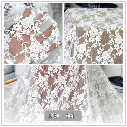 100cm * 140cm / Piece, White Embroidery Lace Cloth, Summer Dress Curtain, Wedding Dress Fabric, DIY Handmade Material: 9