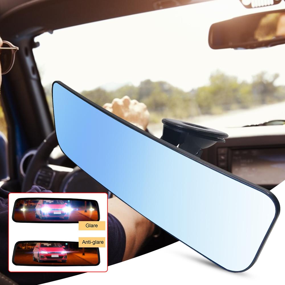 Espelho retrovisor universal anti-reflexo interior do caminhão de carro 360 graus girar espelho retrovisor com ventosa azul espelho reverso