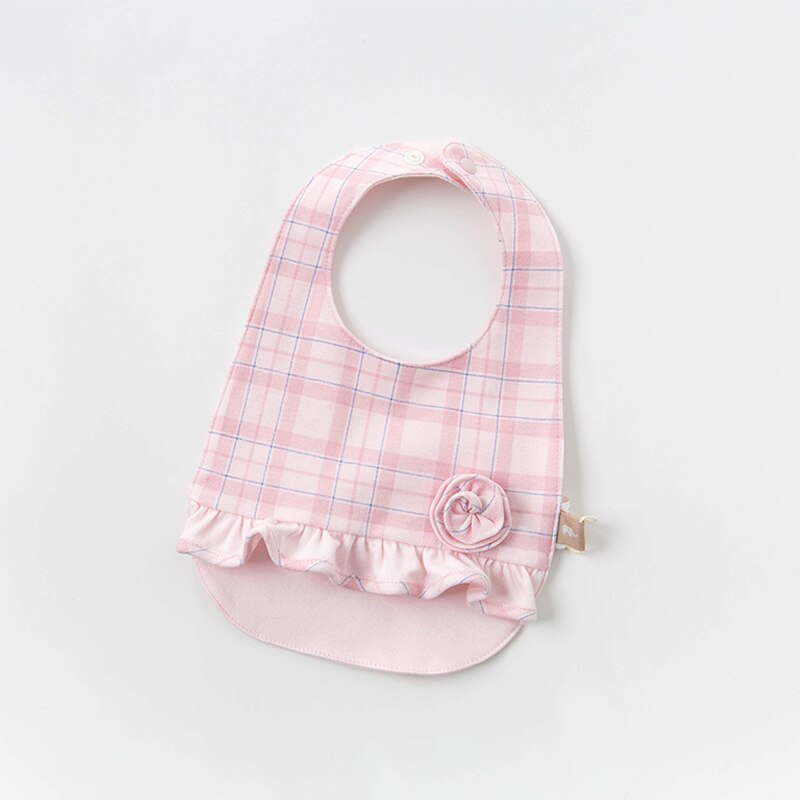 DBH12484 Dave Bella born baby girls cute floral plaid ruched bibs infant toddler bibs