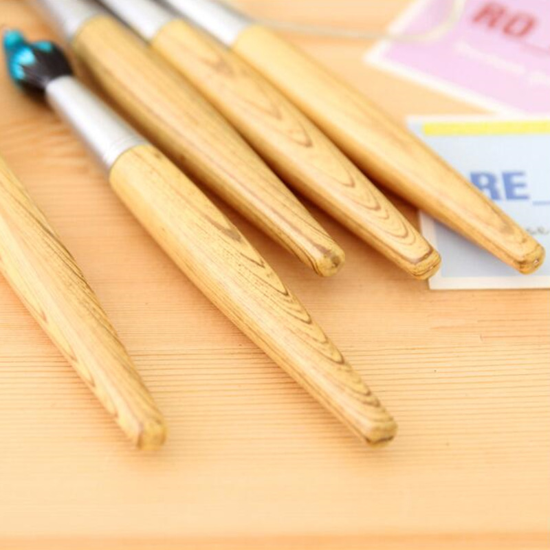 Bolígrafo kawaii con forma de pincel para niños, suministros de madera para oficina y escuela, papelería creativa, bonito, 1 ud.