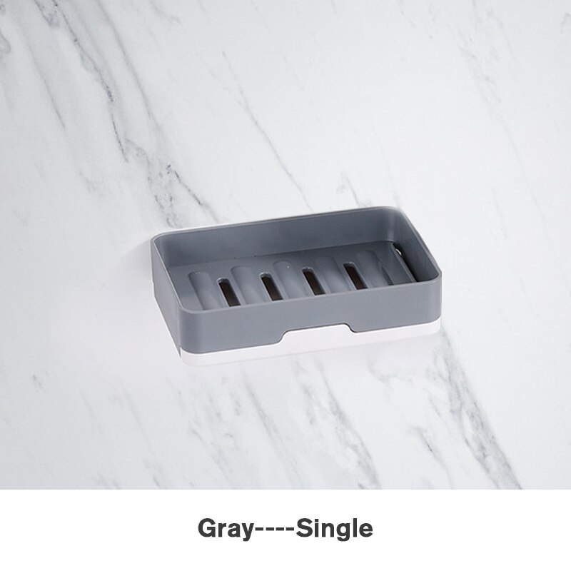 Zeepbakje Voor Badkamer Douche Zeephouder Wall Mounted Keuken Plank Organizer Producten Moderne Inrichting Zonder Boren: Single Layer Grey