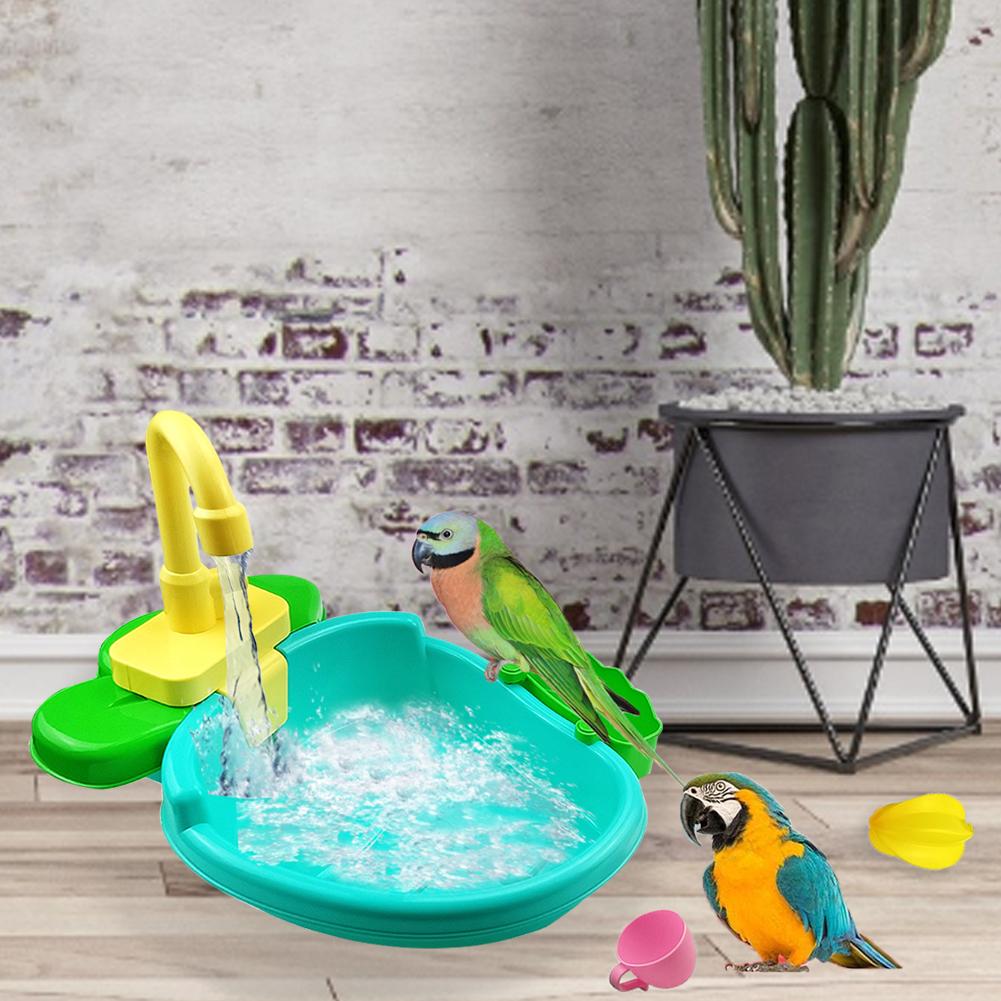 1pcs Bird Baths Bird Perch Shower Pet Bird Bath Cage Basin Parrot Basin Parrot Shower Supplies Toy Food Bowl Birds Accessories