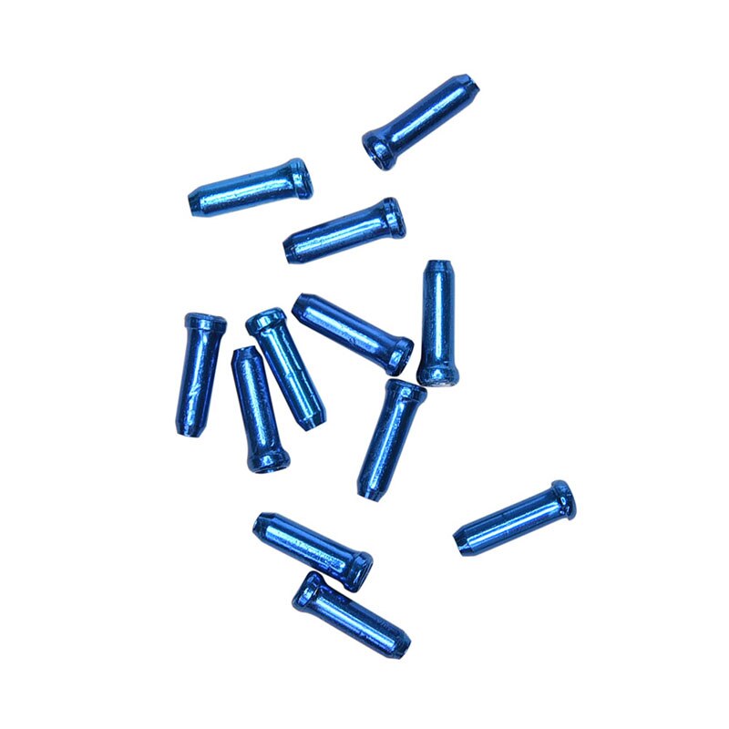 12PCS=1PACK Aluminium Alloy Bicycle Brake Cable Caps Metal Bike Brake Gear Cable Wire Outer End Cap Cover Crimps Tips Ferrules: Blue