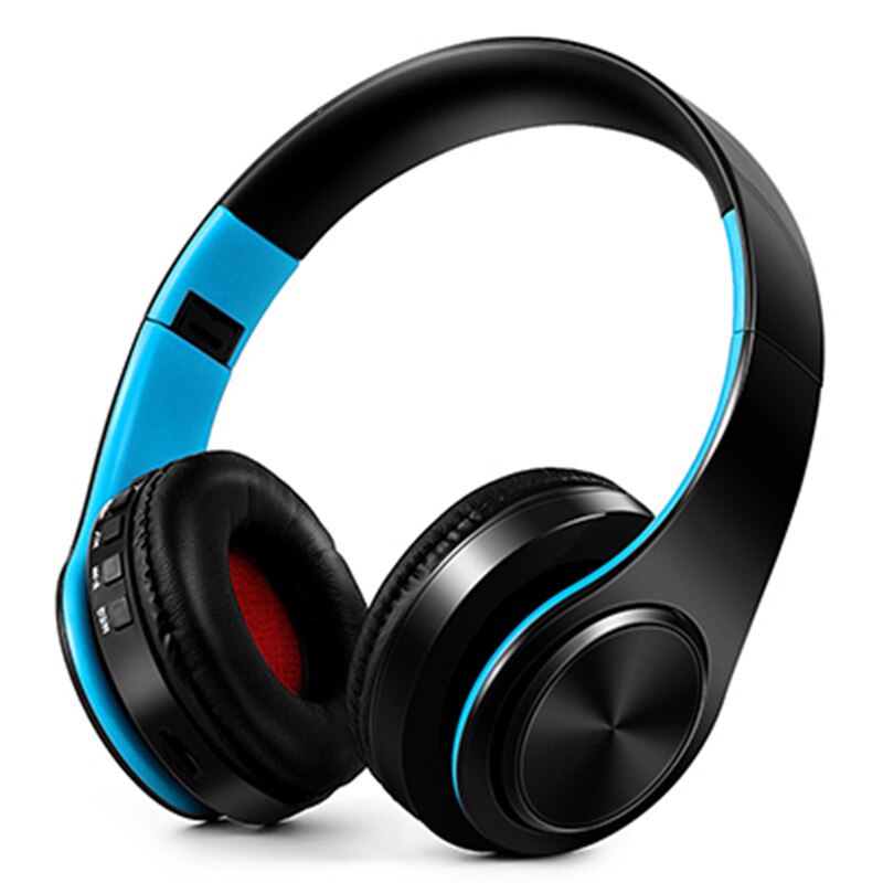 Upgraded 5.0 Bluetooth Earphone 10 Hours Working Stereo Wireless Headphones Foldable Handsfree Headset with MIC for Mobile Phone: V5.0 blue black