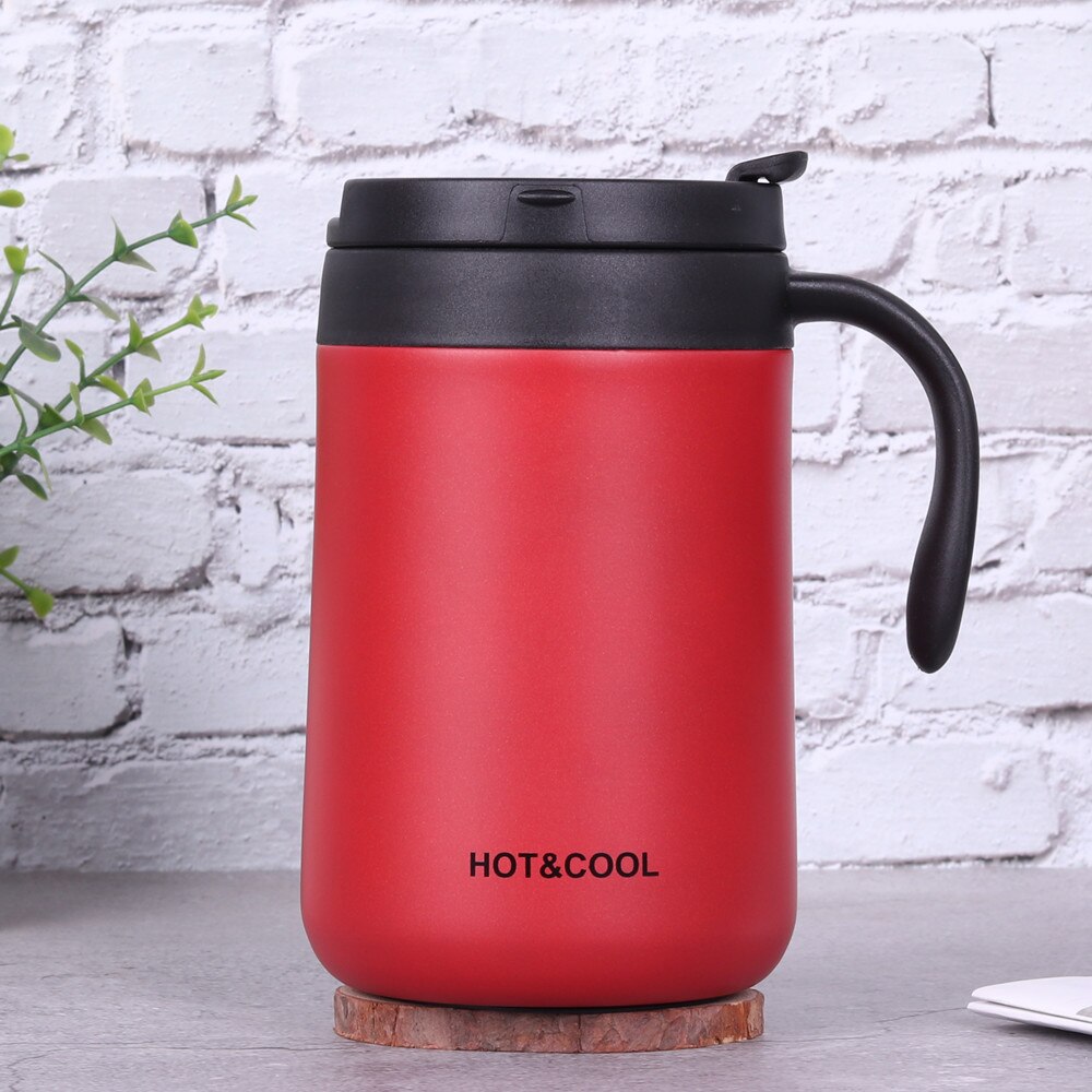 Simple office household thermos cup men and women lovely handle breakfast tea coffee stainless steel water cup
