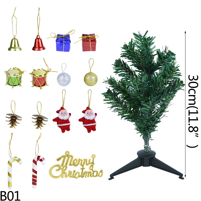 30/45cm PVC Christmas Tree DIY Hand Assemble With 23Pcs Christmas Tree Ornaments For Home Year Party Kids Navidad: 30cm with 15 decor