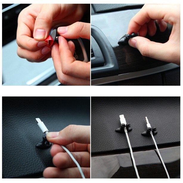 10pcs Car Dashboard Mobile Phone Cable Manager Charger Cable Line Organizer Clasp Clamp Auto Interior Accessories