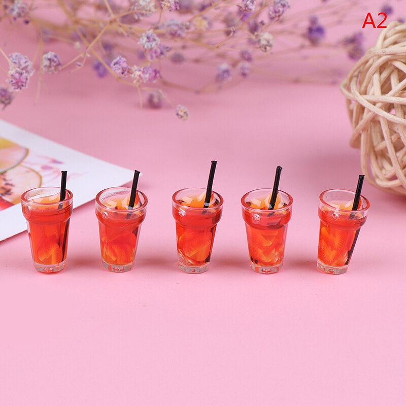 Mini 1:12 Scale Fruit Lemon Simulation Drink For Dollhouse Miniature Toy Milk Tea Drink Doll Food Kitchen Accessories: 2