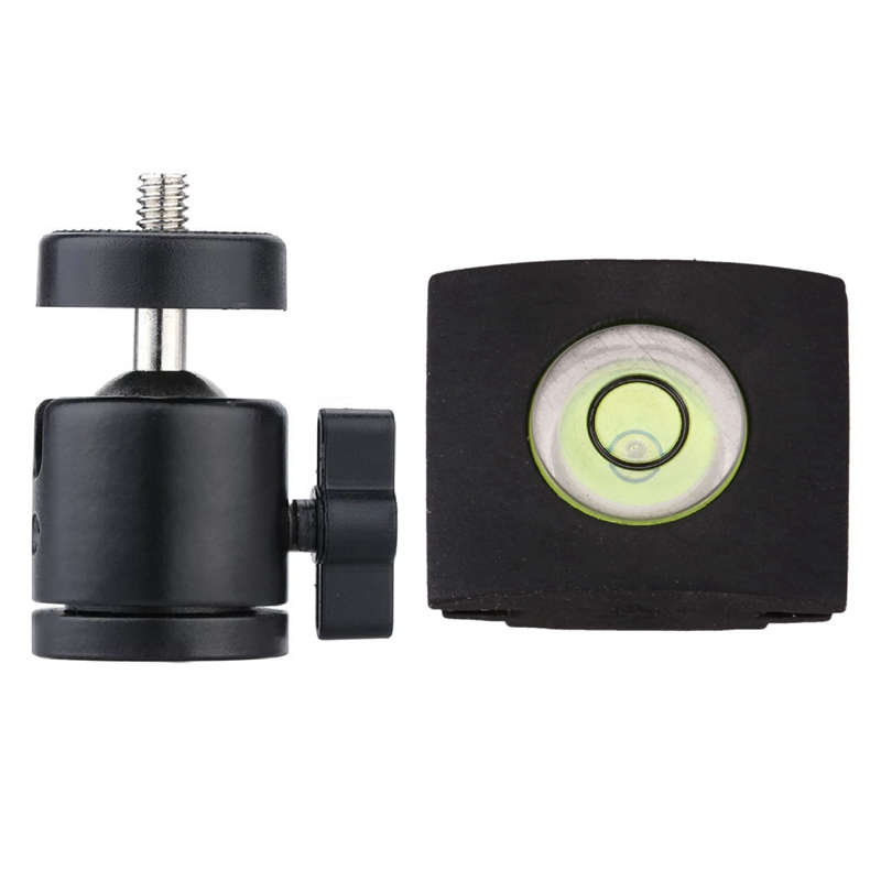 Camera Flashlight Shoe Spirit Level Cover, Black With Mini Ball Head 1/4Inch Mount For Camera Tripod