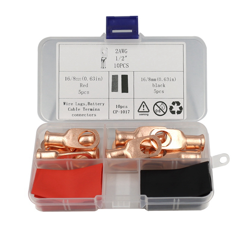 AWG2X1/2 Copper Wire Lug Ring Terminal Connector Battery Cable End Heat Shrinkable Tube Classification Kit: Default Title