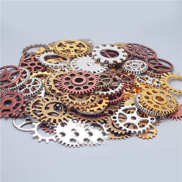 100g Vintage Steampunk montre-bracelet pièces engrenages roues vapeur Punk beaucoup de pièces bijoux à bricoler soi-même faire des résultats 12-40mm: Mixed Randomly