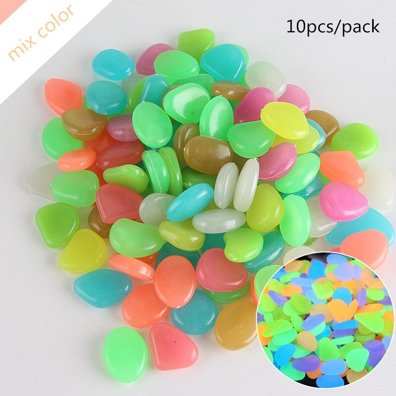 10Pcs/Packnew Lichtgevende Stenen Diy Tuin Park Road Aquarium Vaas Decaration Kids Glow In Dark Speelgoed Voor party Decoraties Steen