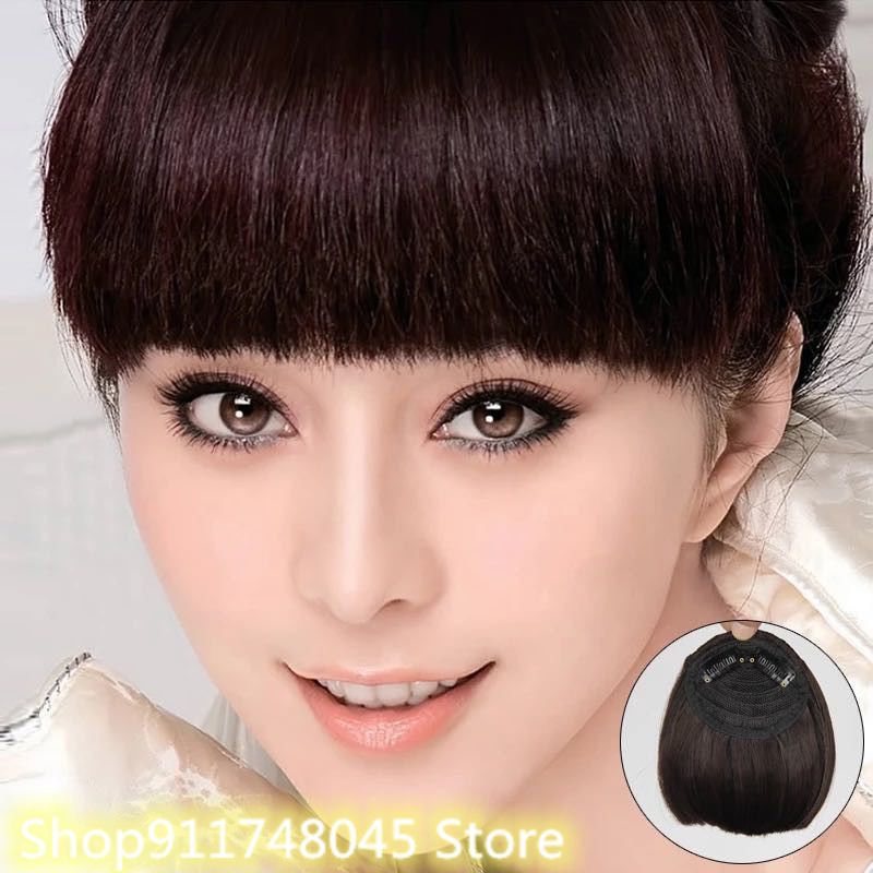 Ladies Thick Hair Neat Air Bangs Clip Hair Bangs With Sideburns Fringe Front Hairpiece