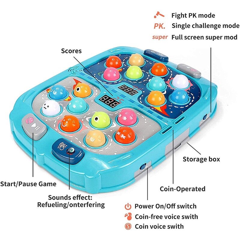 Whack A taupe – jeu amusant, jouet de frappe en PK avec son et lumière, interactif, éducatif et de développement pour enfants