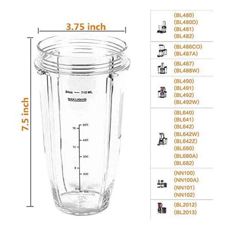 32oz kop med tudlåg og klinge 7 finner gear udskiftningsdele bladmontering til nutri ninja  bl450/bl456/ bl455