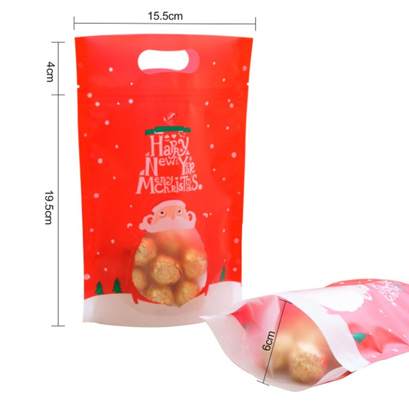 10/20 stücke Weihnachten Verpackung Tasche Für Apfel Süßigkeiten Cookie Keks Reißverschluss selbst Abdichtung Plastiktüte Stand hoch Postleitzahl-sperren poly Tasche