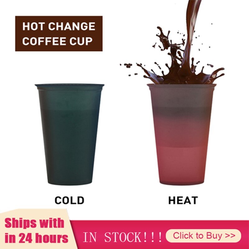 473ml / 16floz Reusable Plastic Water Bottle Temperature Color Changing Cold Cup Coffee Mug Tumble Mugs Coffee Cups