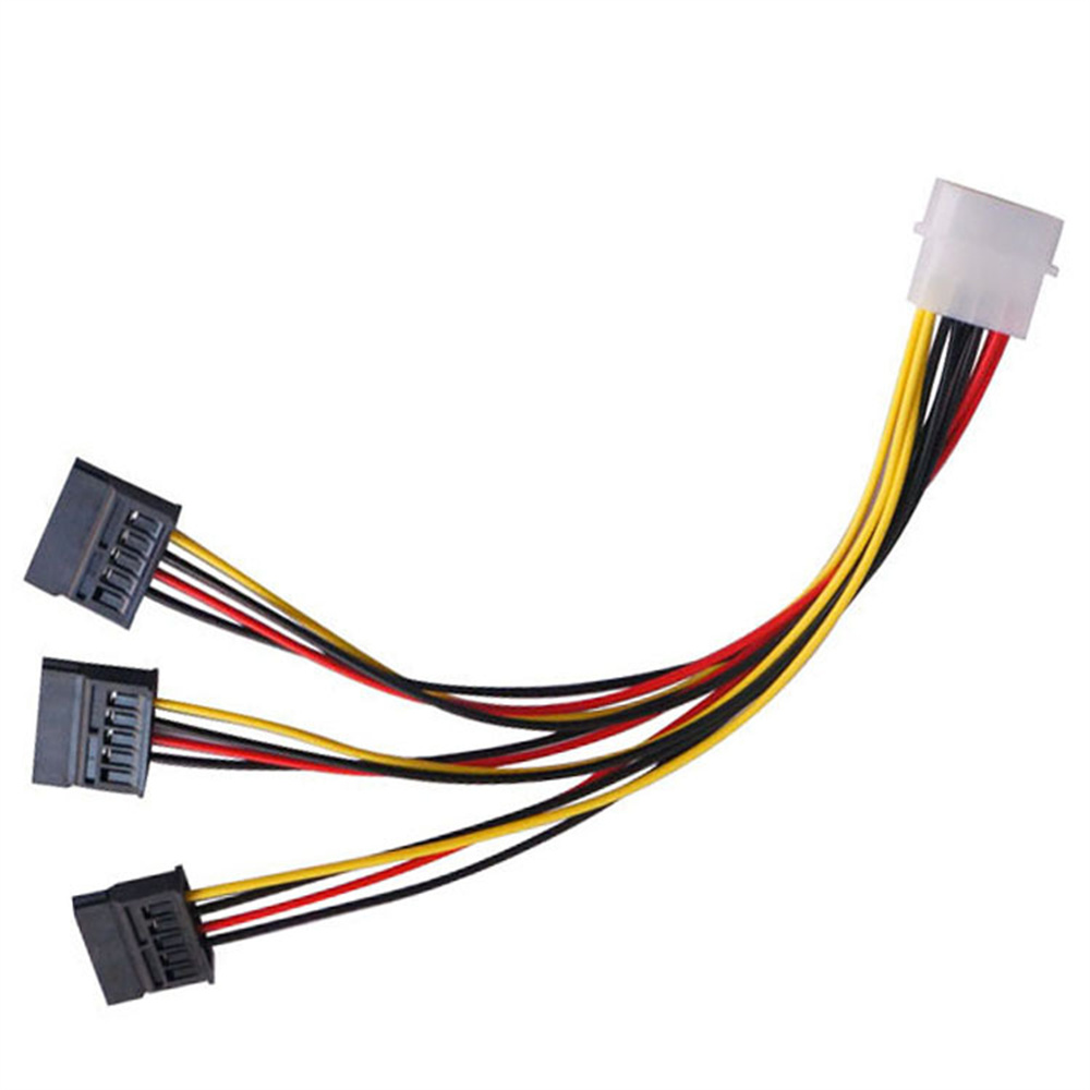 Cable adaptador IDE de 4 pines macho a 3 puertos SATA hembra, divisor de disco duro, Cable de fuente de alimentación SATA, 22cm: Naranja