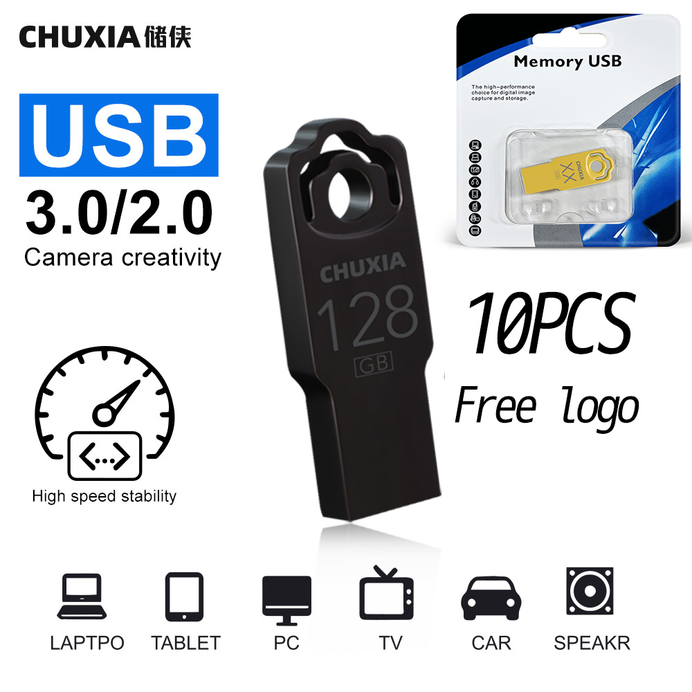 10 SZTUK / LOT Metalowa pamięć flash USB 4 GB 16 GB Pendrive 32 GB Pen Drive 64 GB Pamięć USB 128 GB Darmowa dostawa Ustaw LOGO U Disk