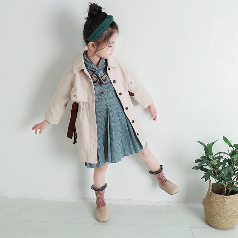 Chaquetas gabardinas para niñas, chaqueta de estilo británico, ropa de abrigo larga para niñas, ropa para niños, chaleco para niñas, cortavientos