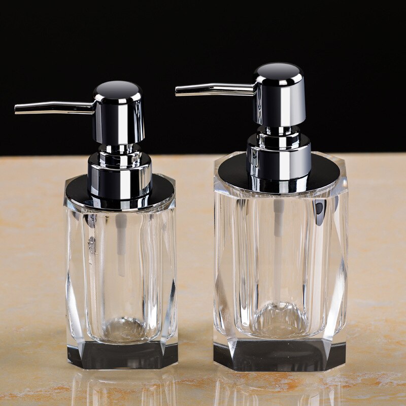 Transparent Crystal Glass Hand Sanitizer Soap Bottle European Press Hotel Liquid Soap Dispenser Soap Lotion Bottle LD85