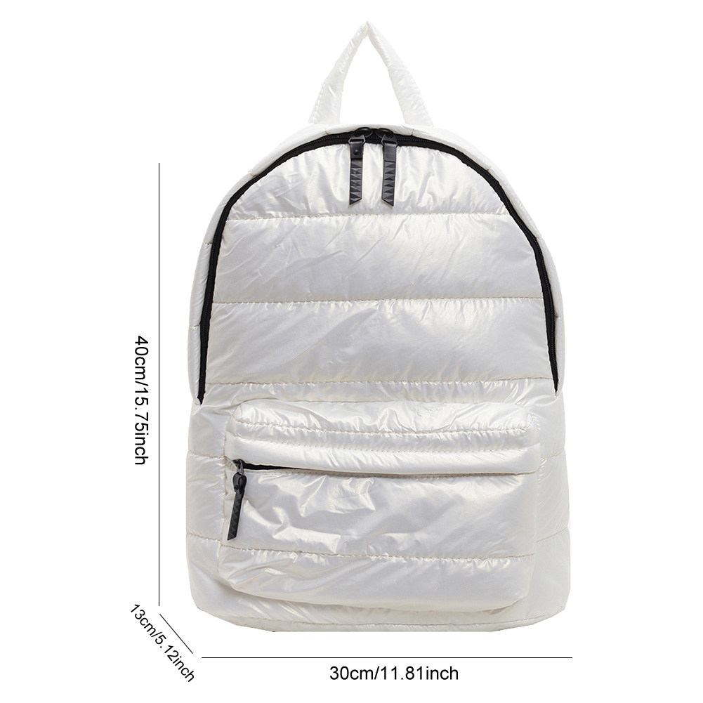 Stevige Dons Knapzak Met Grote Capaciteit Gewatteerde Rugzak Tienerstudent Schooltas Met Meerdere Zakken Puffer Katoenen Veelzijdige Boekentas: Beige