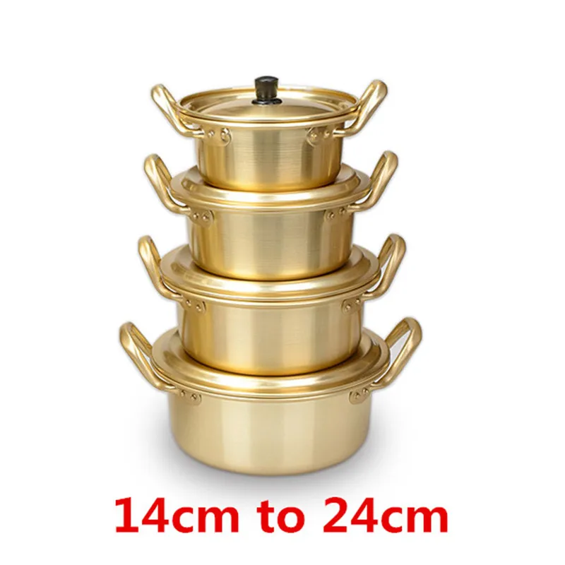 Korean Style Ramen Noodles gold Pot Aluminum Soup Pot Oxidized Coating Noodles Mike Egg Soup Cooking golden Kitchen Cookware