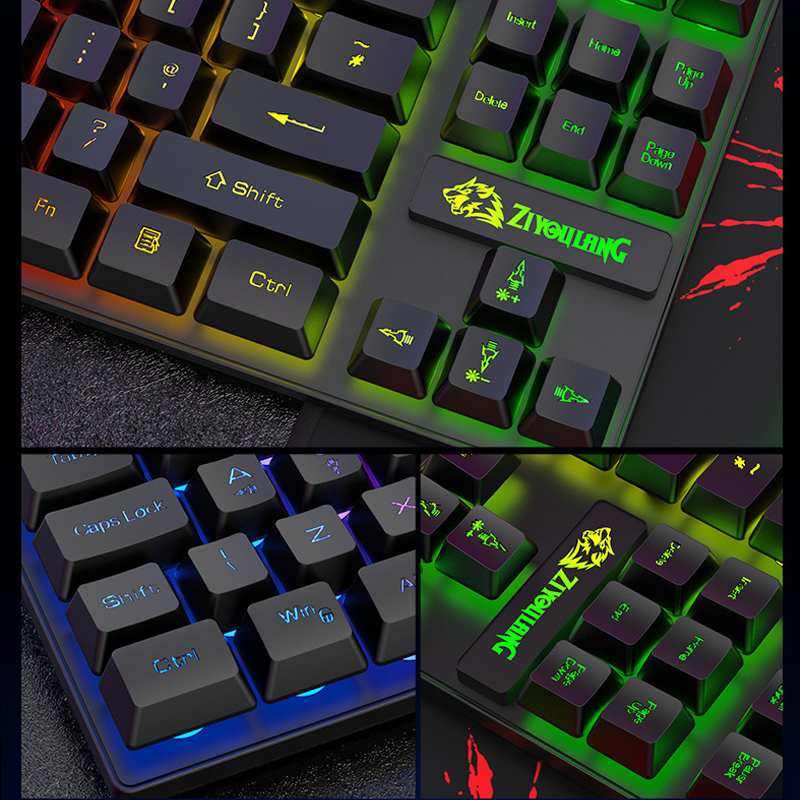 Mechanical feel Gaming Keyboard Mouse Combo Magic Ergonomic RGB Backlight Wire Keyboard Mouse Set For Laptop PC Gamer Computer
