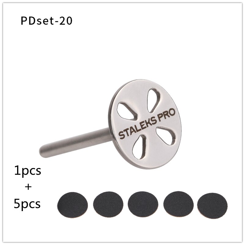 STALEKS Edelstahl Schleifen Papier Rabatt 3/32 &quot;Runde Metall Disk Nagel Bohrer Zubehör 15/20/25mm Fuß Datei Poliert Werkzeug: PDset20