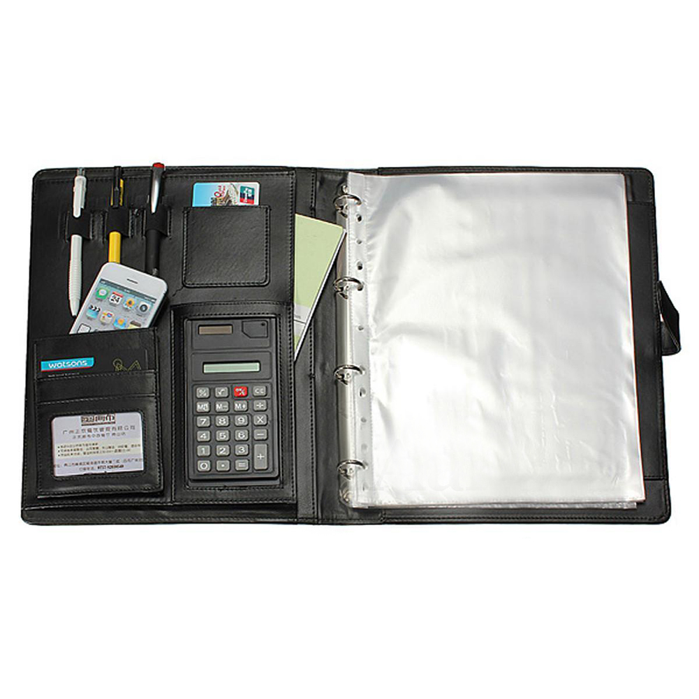 Leather Folder A4 briefcase Conference Folder Black Office & School supplie