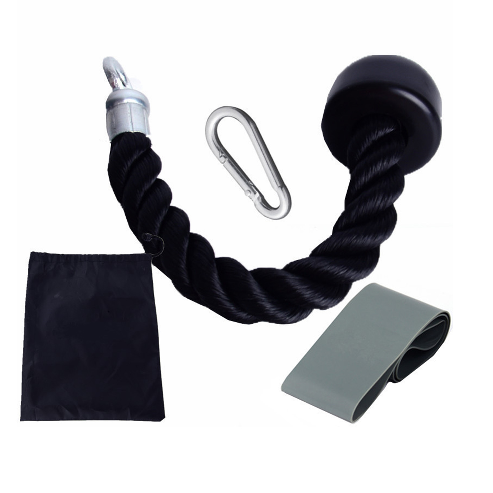 Single Grip Tricep Rope with Carabiner Triceps Rope Resistance Band for for Home Workout Training: Silver