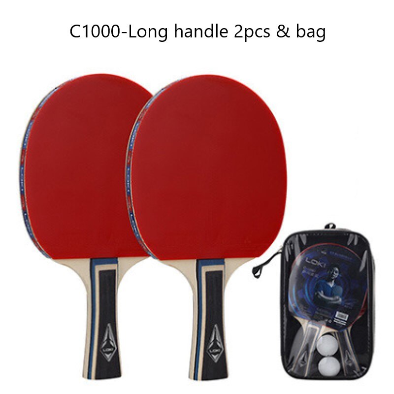 Loki-paletas de Ping Pong para principiantes, raqueta de tenis de mesa con 5 hojas de madera, 1 par de granos de goma: C1000-2FL