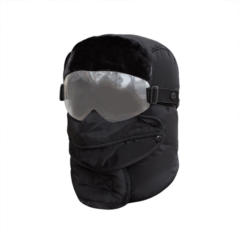 Winter Skiing Warm Hat Outdoor Winter Hiking Cycling Ski Hats Men Women Skiing Waterproof Hood Hat With Glasses Cap Balaclava: N