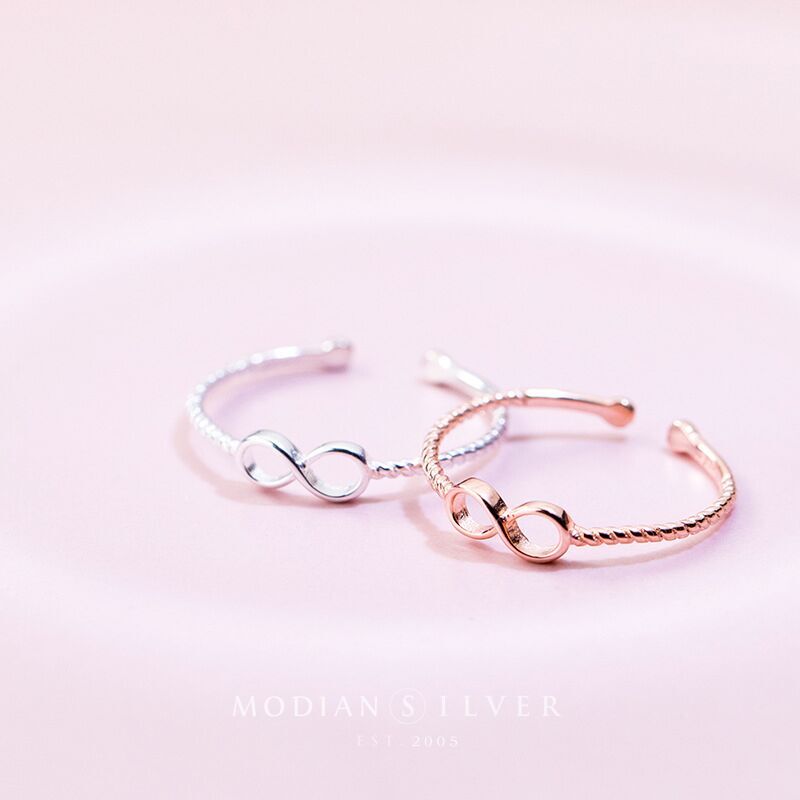 Modian Mobius 925 Sterling Silver Infinite Love Slim Ring for Women Twist Free Size Ring Fine Jewelry Memorial