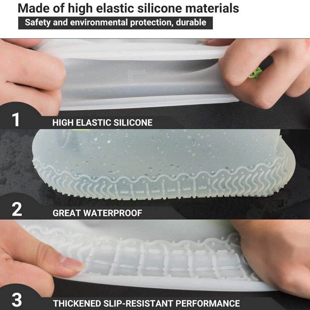 Couvre-chaussures imperméables en Silicone, surchaussures lavables, réutilisables avec fermeture éclair, résistantes aux bottes de pluie antidérapantes, pour hommes et femmes