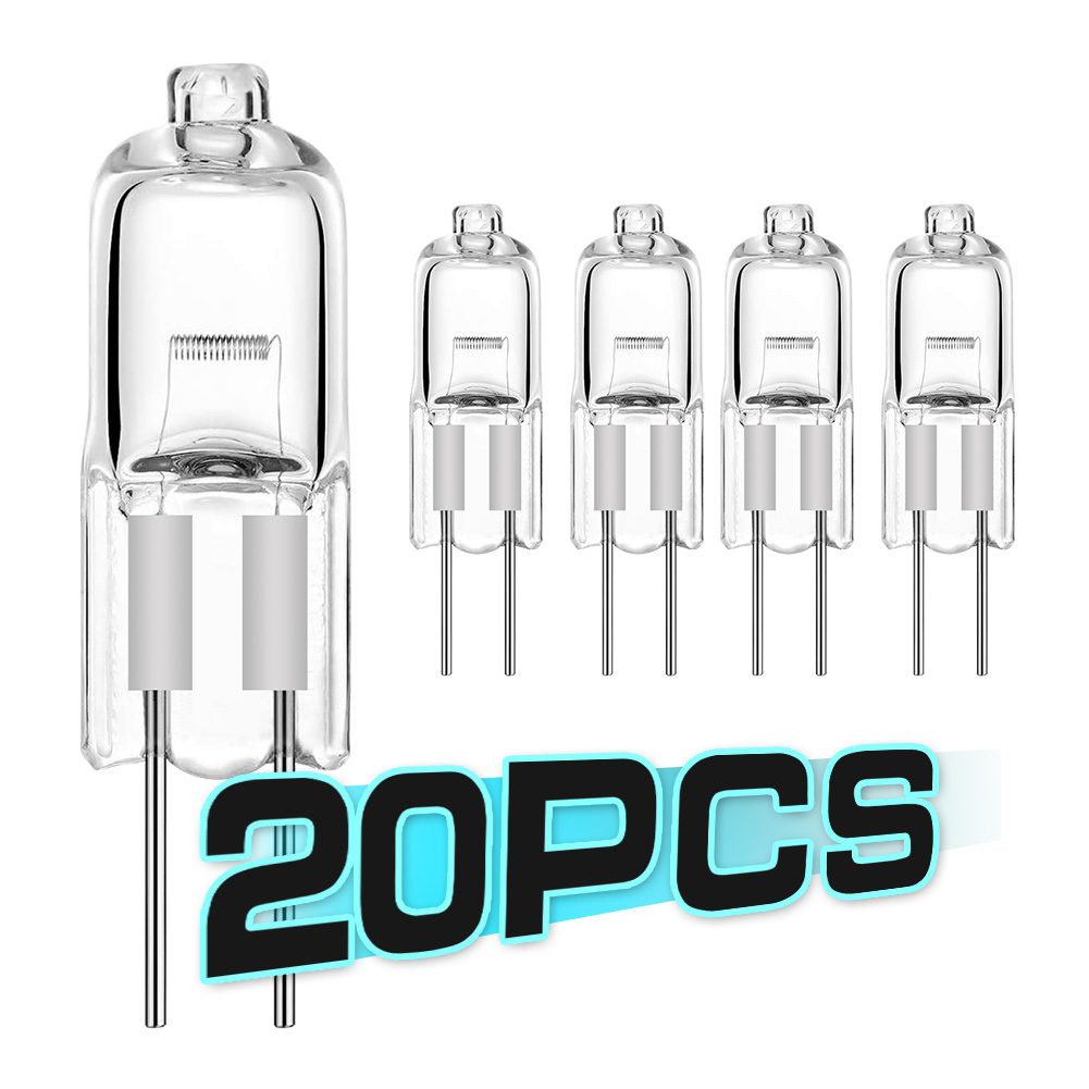 20pcs Super Bright 12v G4 Halogen Light Bulb 5w 10w 20w 35w 50w Halogen G4 2900k Warm White Indoor Clear Halogen G4 Lamp