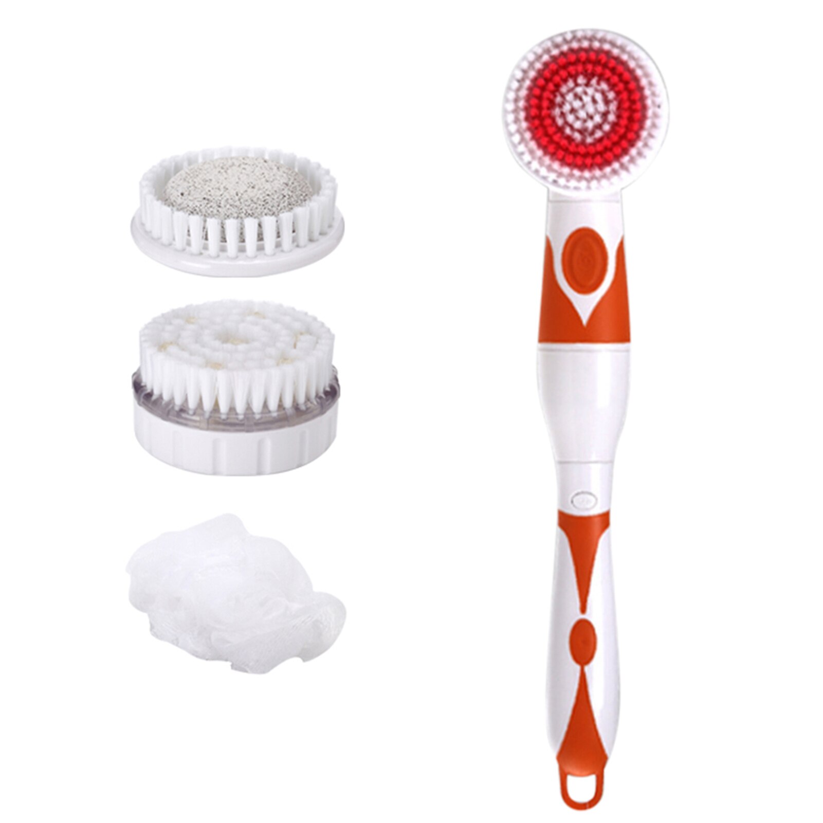 Elektrische Bad Borstel Lange Steel Back Massage Scrubber Douche Borstel Verwijderen Exfoliërende Badkamer Douche Wassen Tool: Oranje