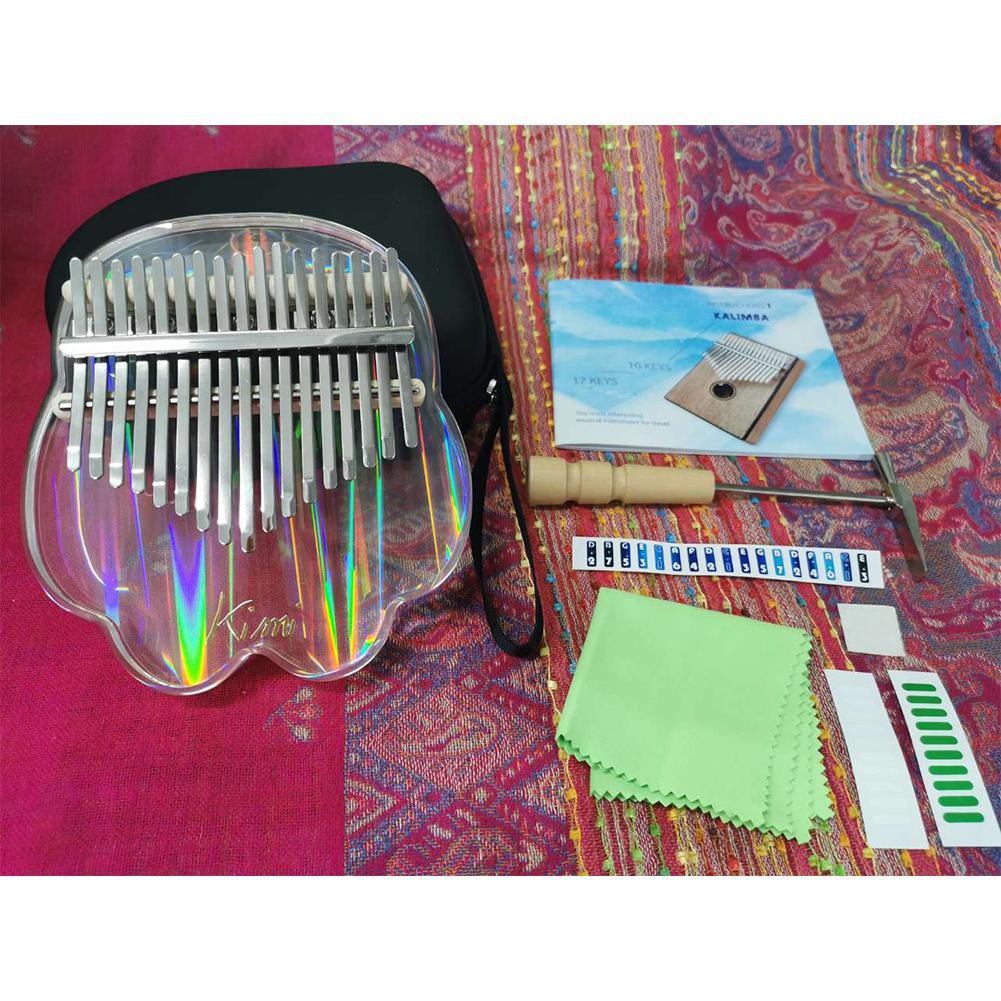 Kalimba Kimi Acrylic 17 Key Transparent Thumb Piano Mbira Sanza with Tuner Hammer Gig Kalimba Finger Keyboard Musical Instrument