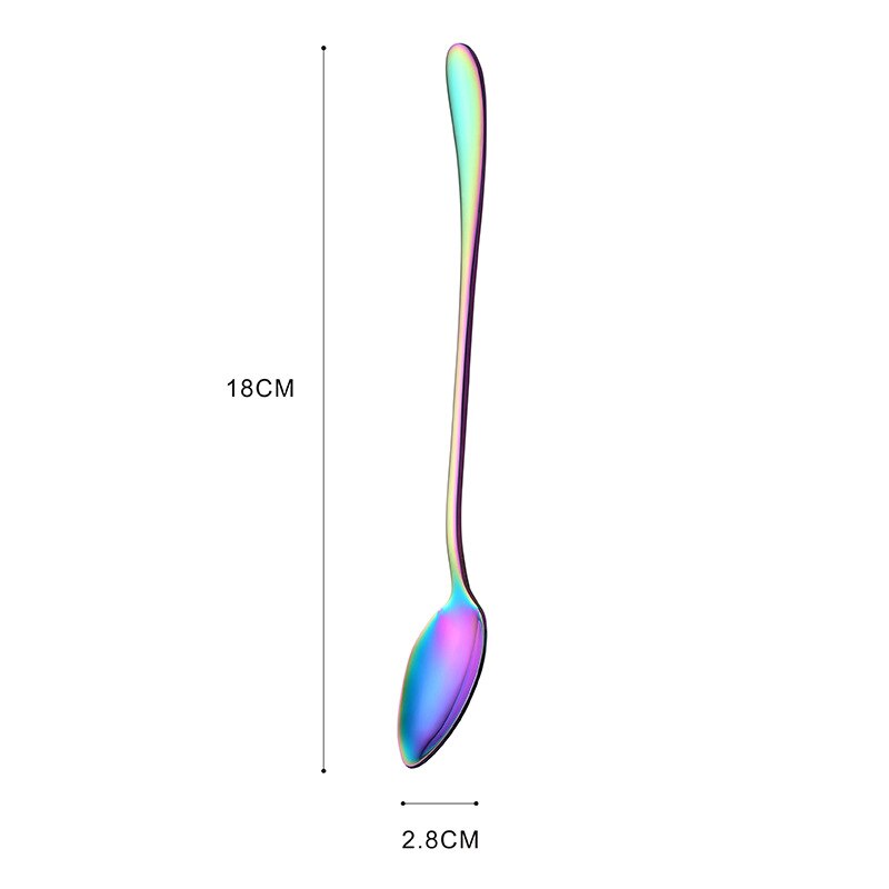 Colorful stainless steel dinner spoons, metal laddle long handle soup spoon, cooking, kitchen table spoon, soup scoop, dinner: Color oval