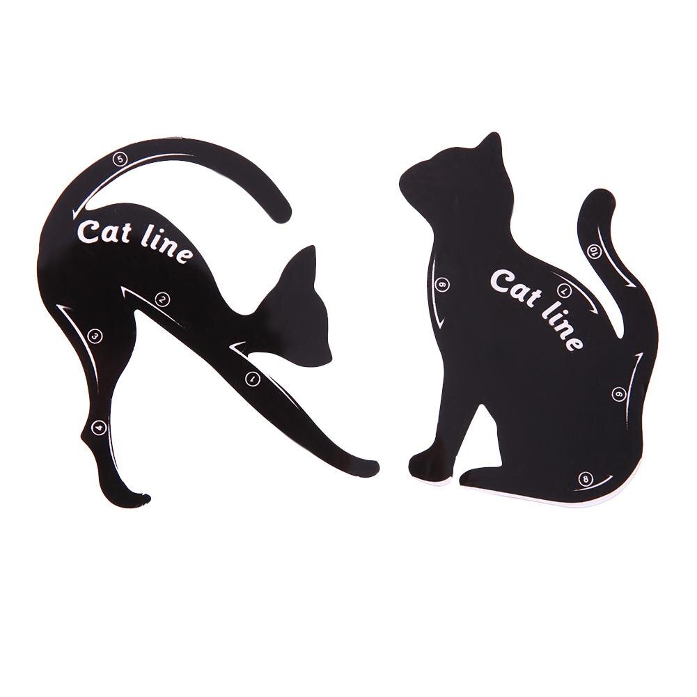 2 stk/sæt kat form eyeliner stencil eye liner modeller værktøj pro øjenbryn skabelon værktøj nybegynder makeup eyeliner hjælp til kvinder piger