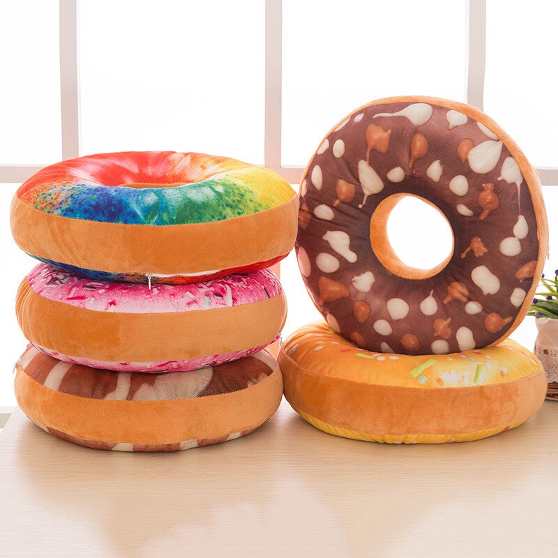Coussin éponge à donuts 3D 40 cm | Rond et doux, coussin de siège de chaise en peluche, pour maison bureau voiture, oreiller décoratif, jouet