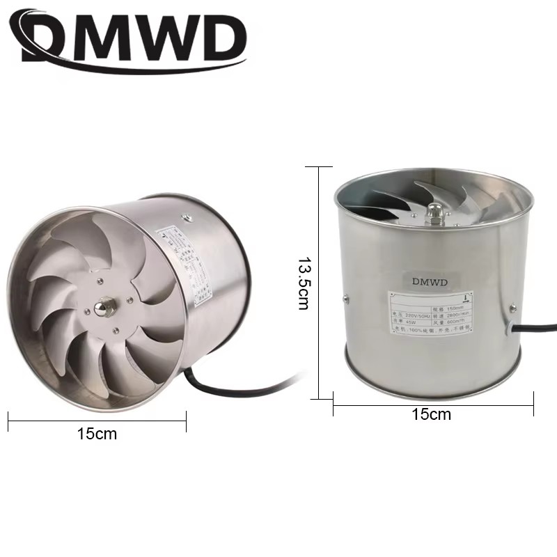 4/6 inch afzuigventilator roestvrij staal booster 6 ''toilet keuken hangende muur raam kanaalventilator luchtventilator afzuigventilator 45W