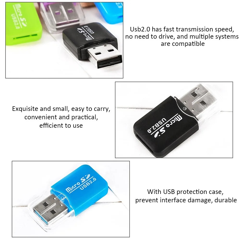 NNBILI USB micro-SD/TF Card Reader USB 2.0 Mini Mobile Phone Memory Card Reader High Speed USB Adapter For Laptop Computer
